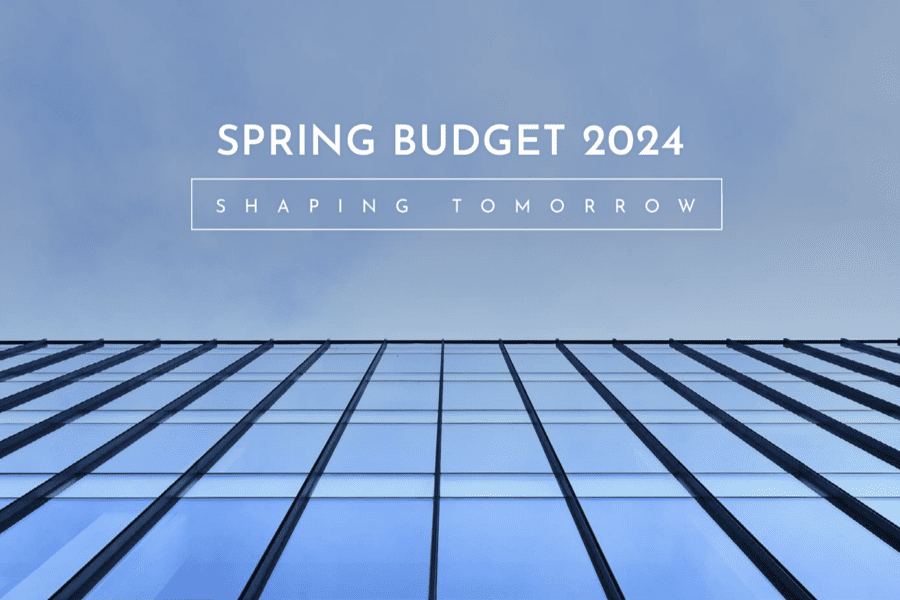 spring budget 2024 image of blue building and sky